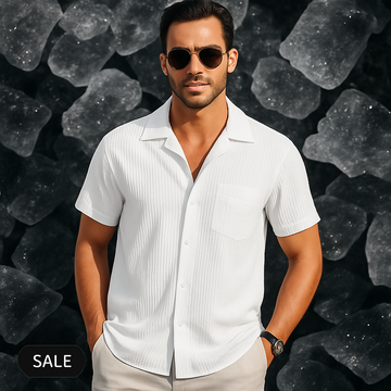 White Popcorn Half Sleeves Shirt for Men (SIZE- M,L,XL)