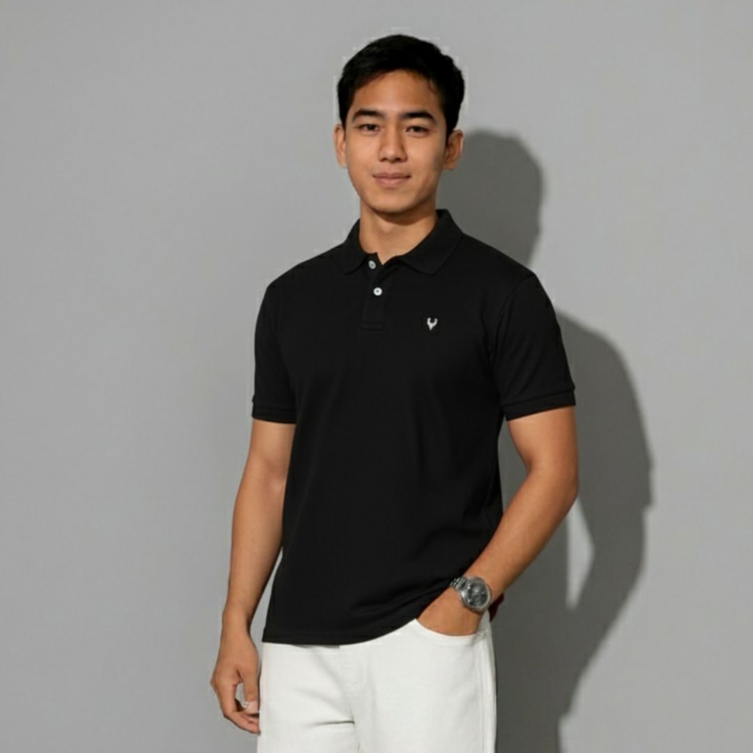 The Signature Black Pique Polo