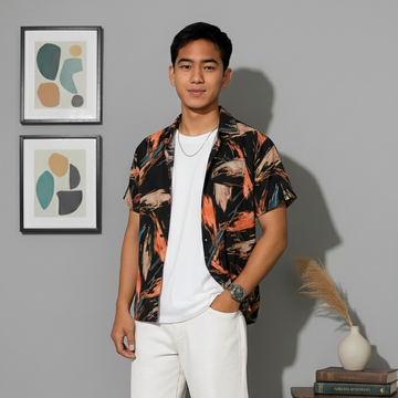 Streetwear Abstract Splash: Camp Shirt