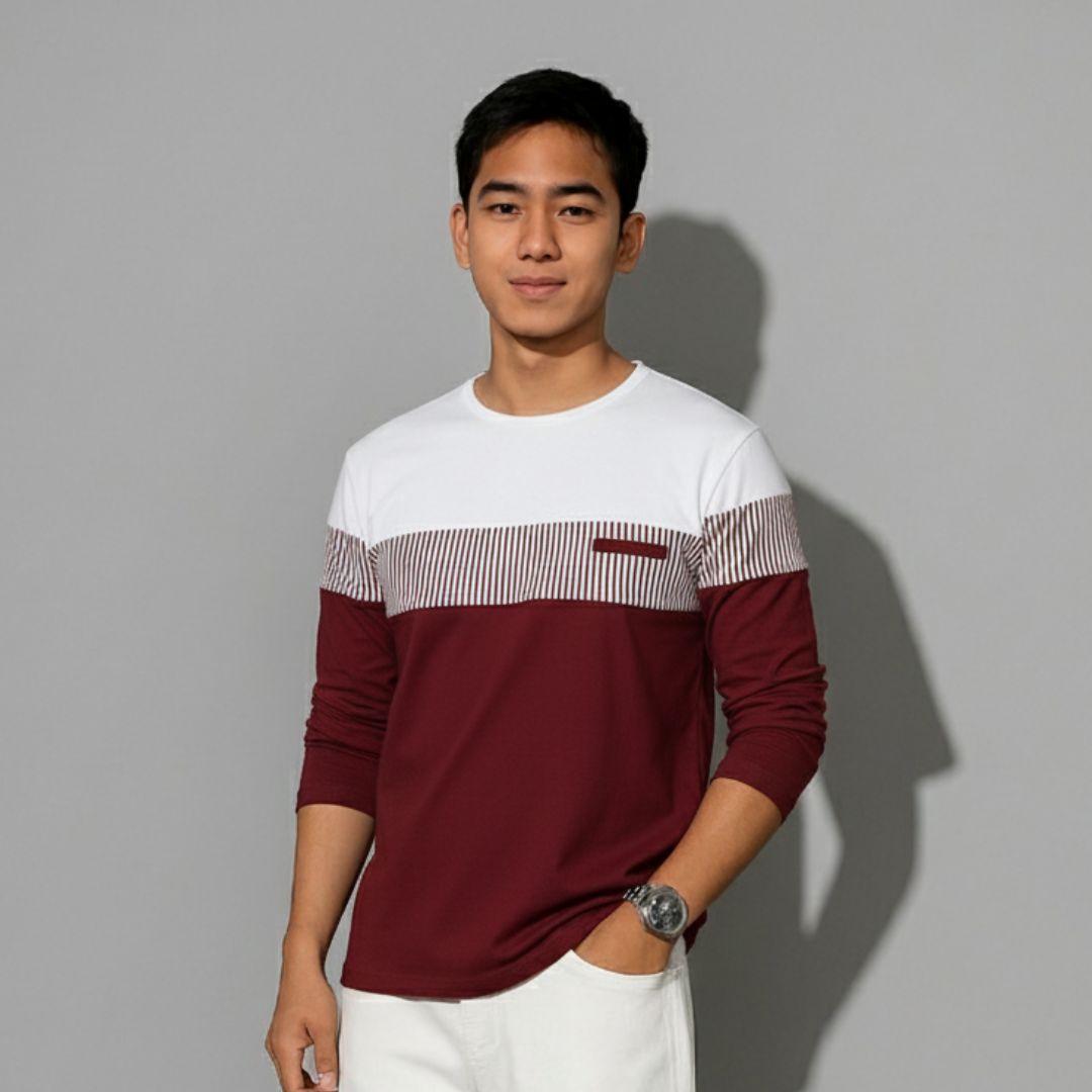 The Crimson Stripe: Full-Sleeve Tee