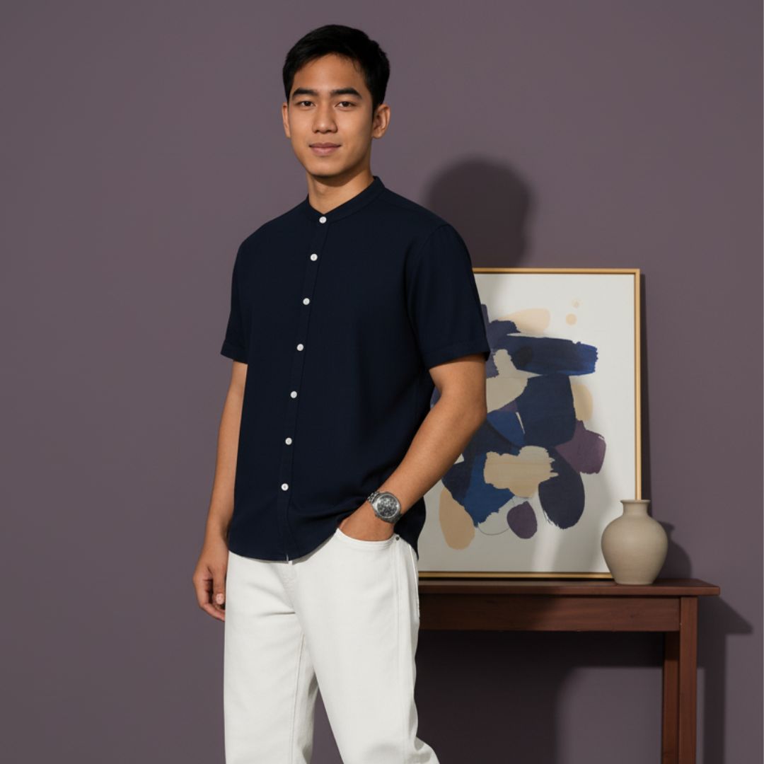 Cotton Solid Half Sleeves: Polo Neck Mens Shirt