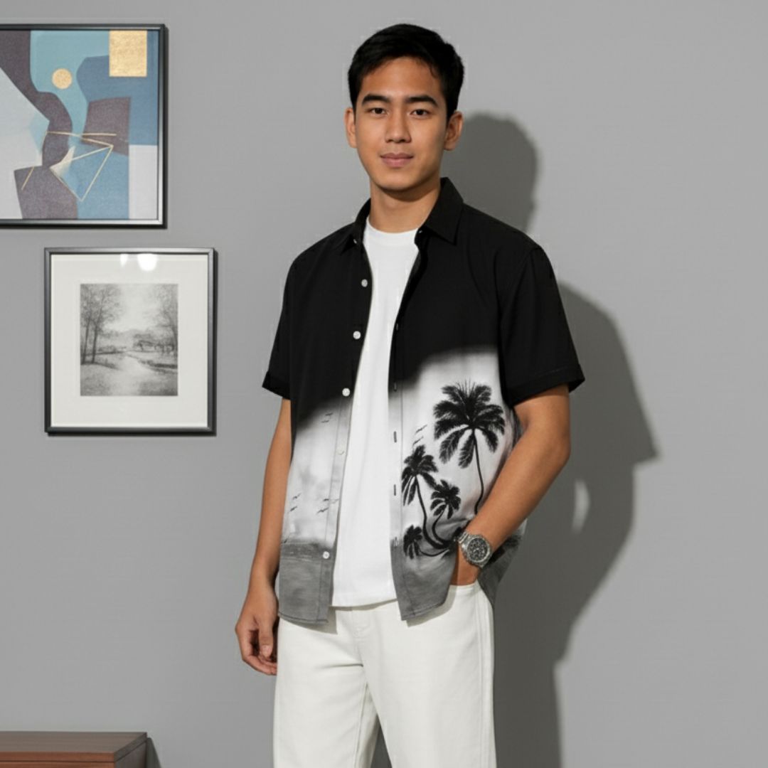 Beach: Cut Away Collar Casual Shirt