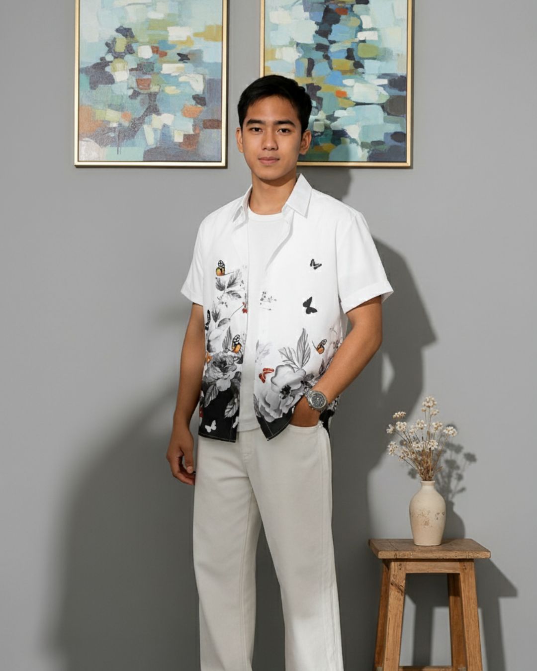 Ribbed Collar: Casual Shirt