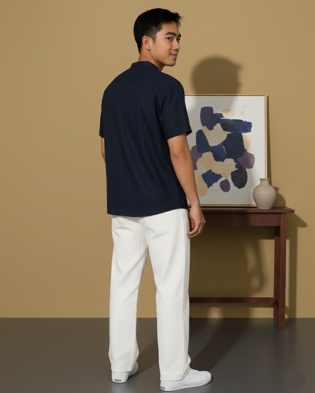 Cotton Solid Half Sleeves: Polo Neck Mens Shirt