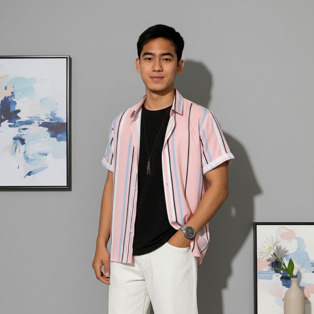 Vibrant Pastel Stripe: Vacation Shirt