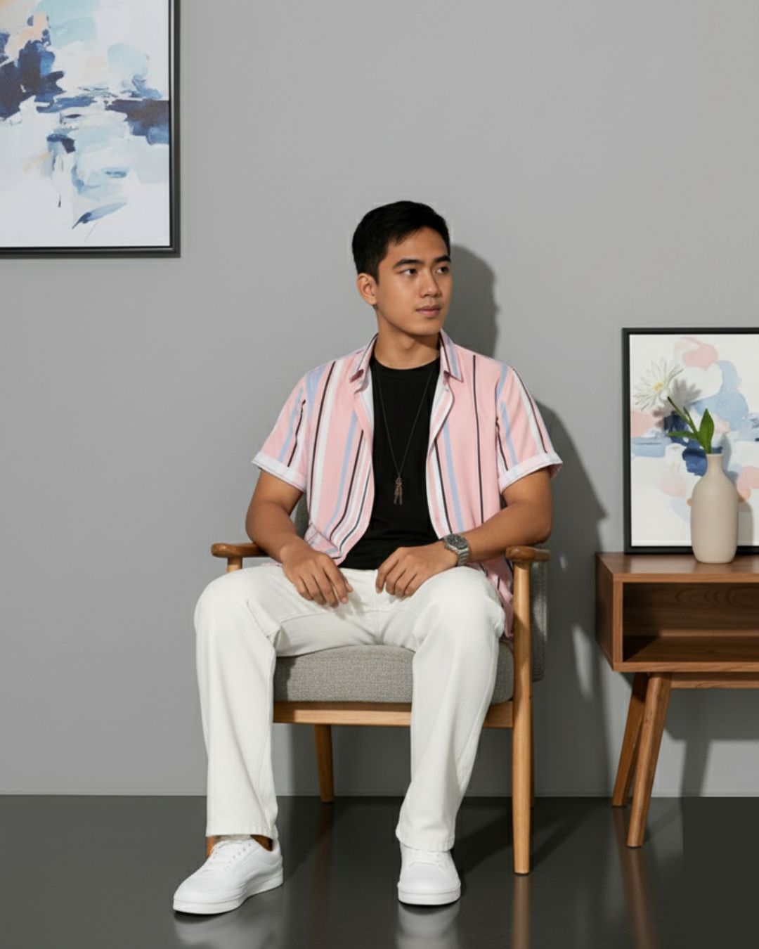 Vibrant Pastel Stripe: Vacation Shirt
