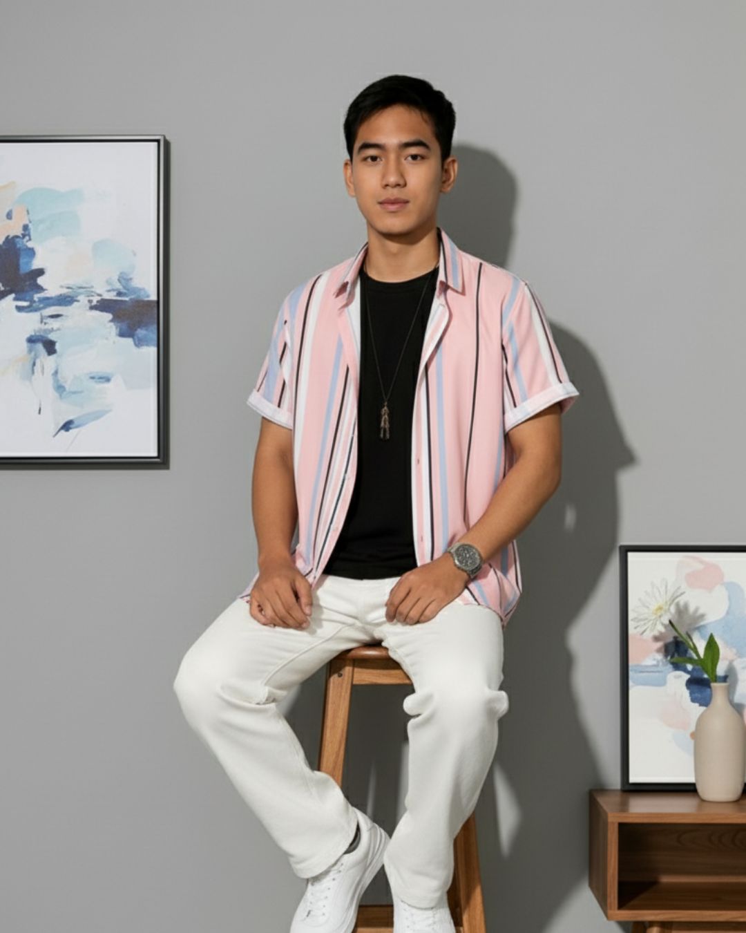 Vibrant Pastel Stripe: Vacation Shirt