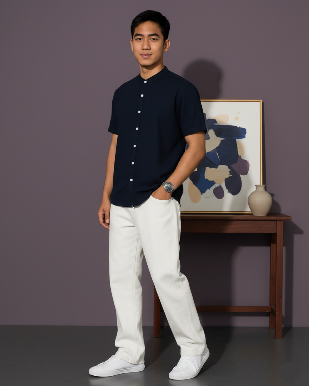 Cotton Solid Half Sleeves: Polo Neck Mens Shirt
