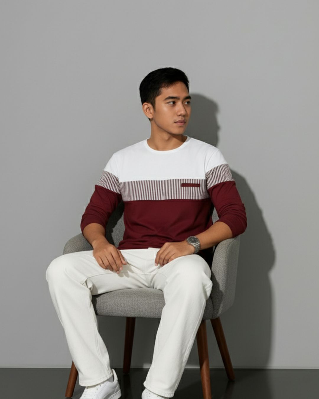The Crimson Stripe: Full-Sleeve Tee