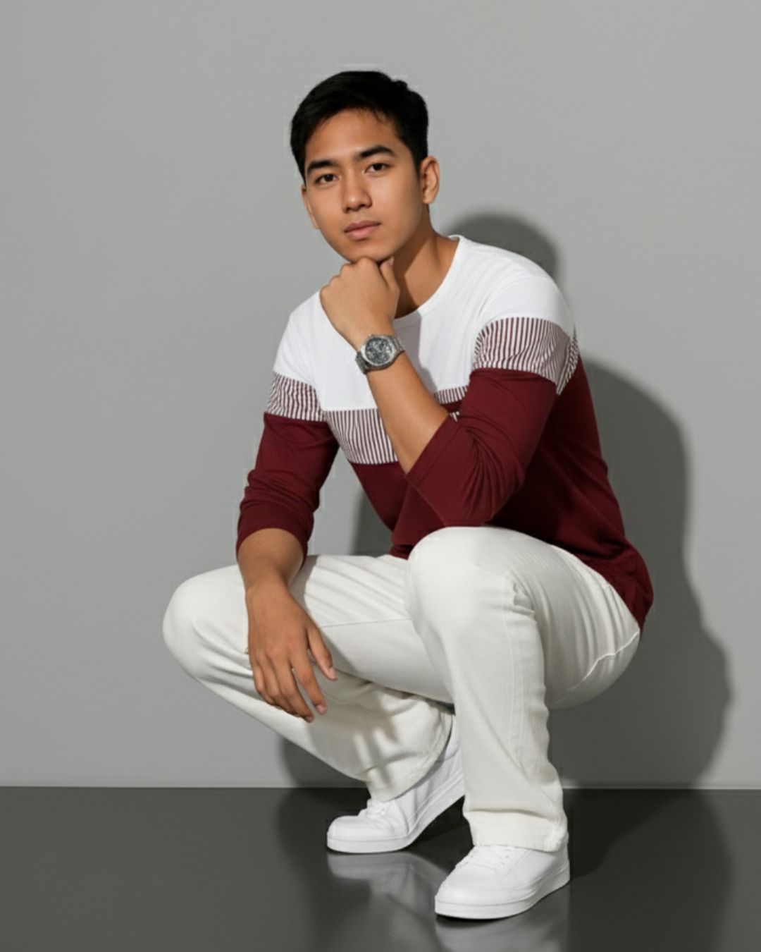 The Crimson Stripe: Full-Sleeve Tee