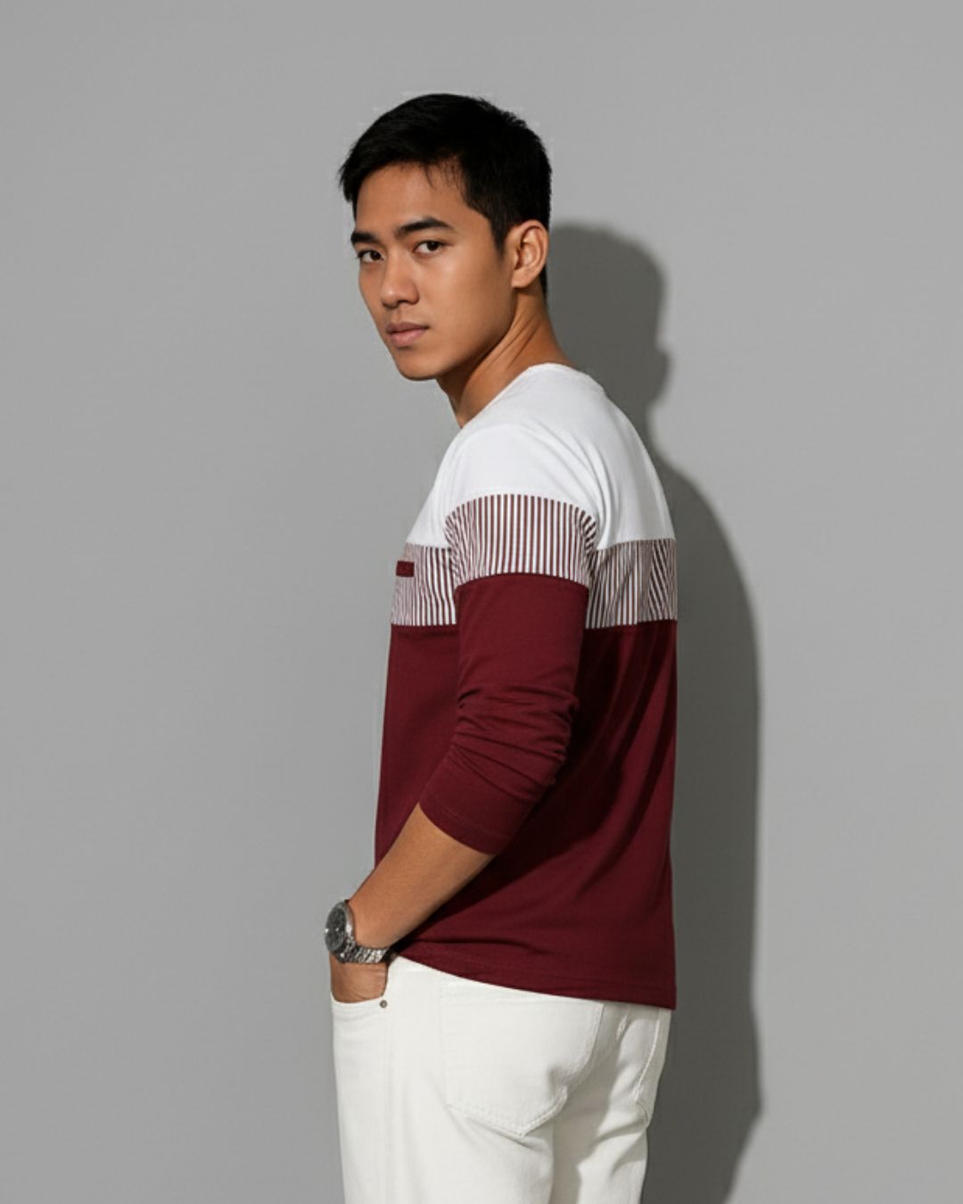 The Crimson Stripe: Full-Sleeve Tee